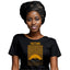 Black Amina with headtie wearing a freetown tee